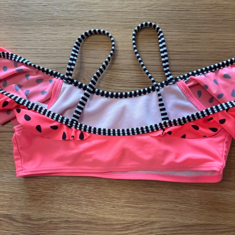 Cat & Jack Girls Pink Watermelon Flounce Ruffle Bikini Swim Top Size M 7/8 - Picture 2 of 5